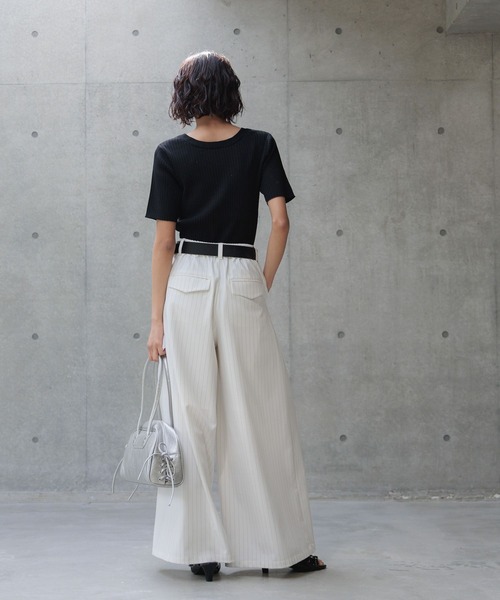 PAGEBOY（ページボーイ）の「2WAYレースアップニット (半袖)（ニット/セーター・レディース・コーラル/オフホワイト/ブラック/ネイビー・FREE）」の13枚目の写真