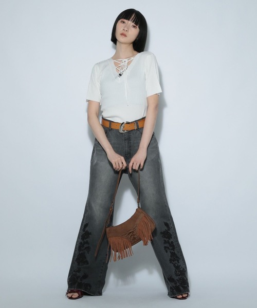 PAGEBOY（ページボーイ）の「2WAYレースアップニット (半袖)（ニット/セーター・レディース・コーラル/オフホワイト/ブラック/ネイビー・FREE）」の18枚目の写真