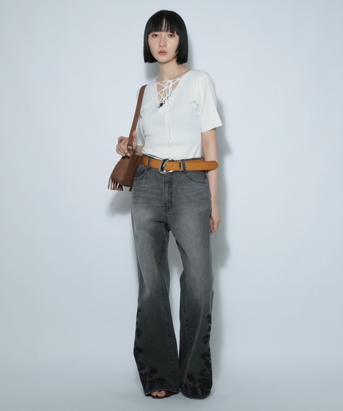 PAGEBOY（ページボーイ）の「2WAYレースアップニット (半袖)（ニット/セーター・レディース・コーラル/オフホワイト/ブラック/ネイビー・FREE）」の20枚目の写真