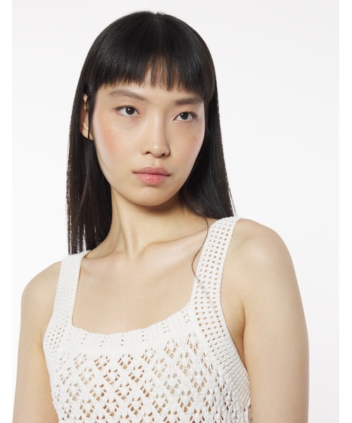 セール】LACE KNIT CROCHET CROP TOP（タンクトップ）｜Maison