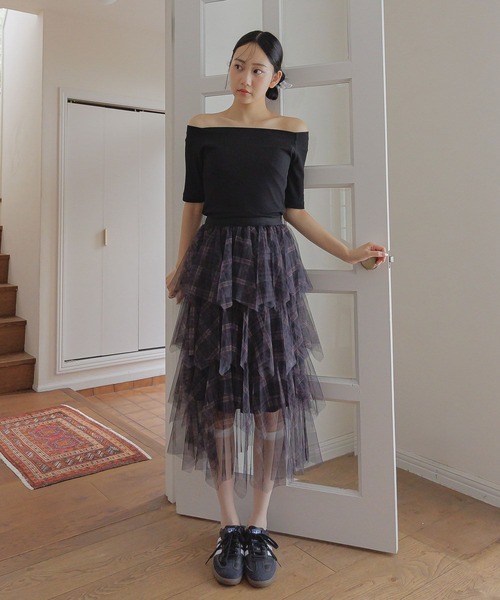 3.3 Field Trip （3.3フィールドトリップ）の「3.3 Field Trip／チェックフリルスカート（スカート・レディース・ネイビー/ブラック・FREE）」の5枚目の写真