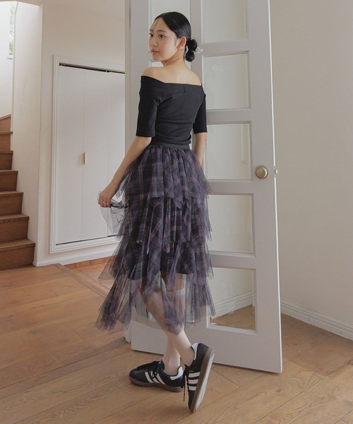 3.3 Field Trip （3.3フィールドトリップ）の「3.3 Field Trip／チェックフリルスカート（スカート・レディース・ネイビー/ブラック・FREE）」の3枚目の写真