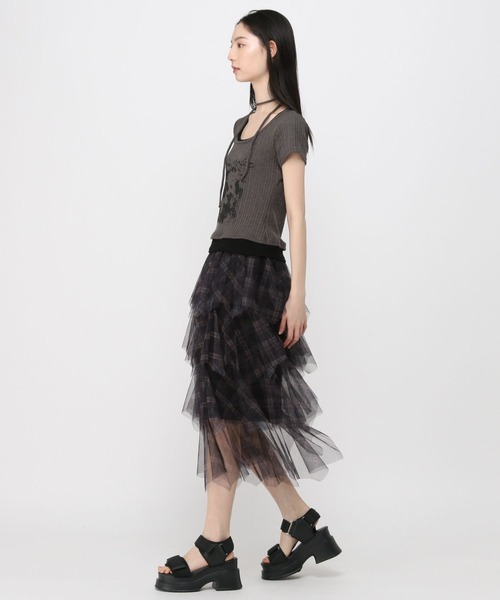 3.3 Field Trip （3.3フィールドトリップ）の「3.3 Field Trip／チェックフリルスカート（スカート・レディース・ネイビー/ブラック・FREE）」の18枚目の写真