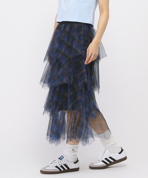 3.3 Field Trip （3.3フィールドトリップ）の「3.3 Field Trip／チェックフリルスカート（スカート・レディース・ネイビー/ブラック・FREE）」の7枚目の写真