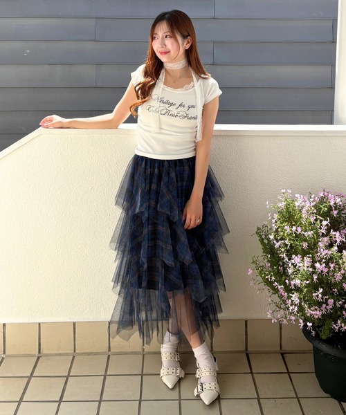 3.3 Field Trip （3.3フィールドトリップ）の「3.3 Field Trip／チェックフリルスカート（スカート・レディース・ネイビー/ブラック・FREE）」の22枚目の写真