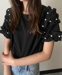 deux amour | 袖フリルトップス(Tシャツ/カットソー)