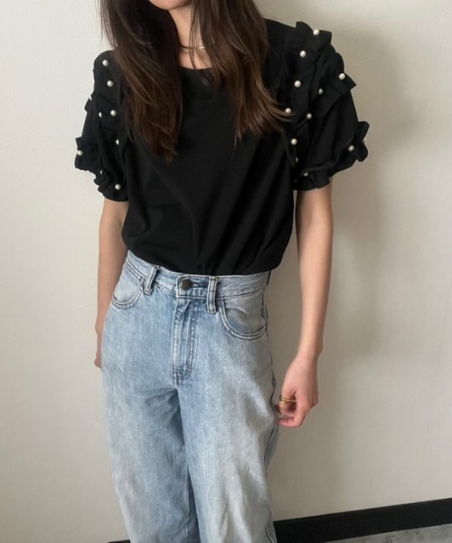 deux amour（ドゥーザムール）の「袖フリルトップス（Tシャツ/カットソー・レディース・ホワイト/ブラック・M～Ｌ）」の11枚目の写真