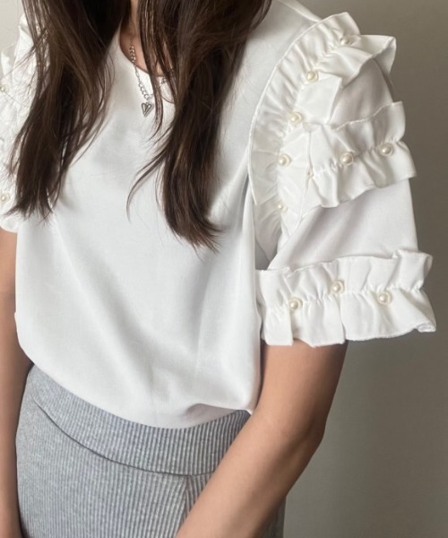 Momo！ おまとめ２点　美品　アナイ　フリル袖トップス　カットソー 楽天市場】風になびくフリル袖の花柄ブラウス トップス