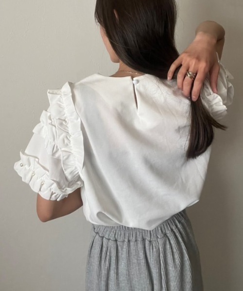 ETRE フリルトップス SANTEスタンドカラーフリルトップス(F WHITE): トップス │ ETRE