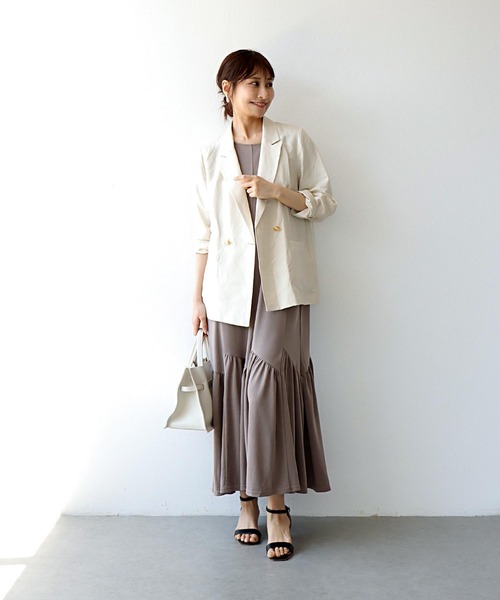 Jines(ジネス)の「モダール半袖ティアードワンピース(ワンピース・レディース・カーキ/ブラウン/モカ・38)」の10枚目の写真
