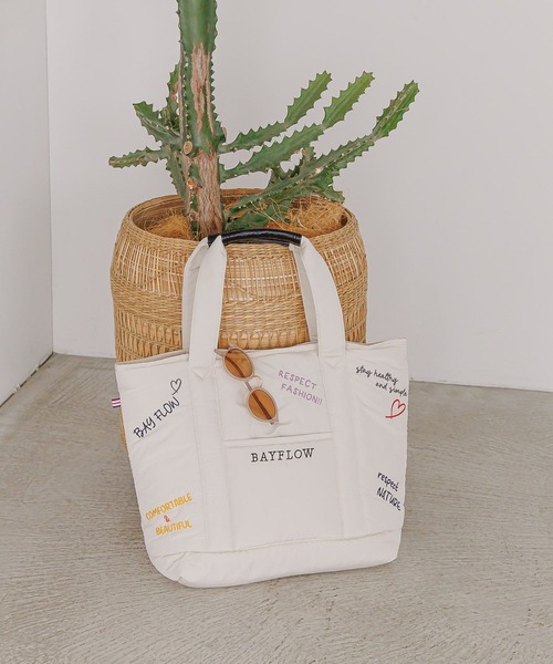 セール】刺繍パフロゴトートL（トートバッグ）｜BAYFLOW