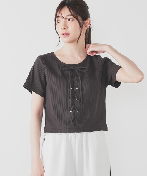 レースアップトップス（Tシャツ/カットソー）｜Honeys（ハニーズ