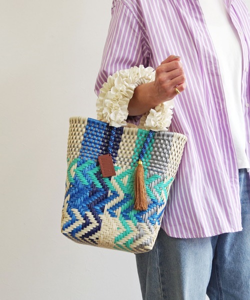 WOVEN/ メキシコ製メルカドバッグ　／ブルー系 WOVEN/ メキシコ製メルカドバッグ ／ブルー系