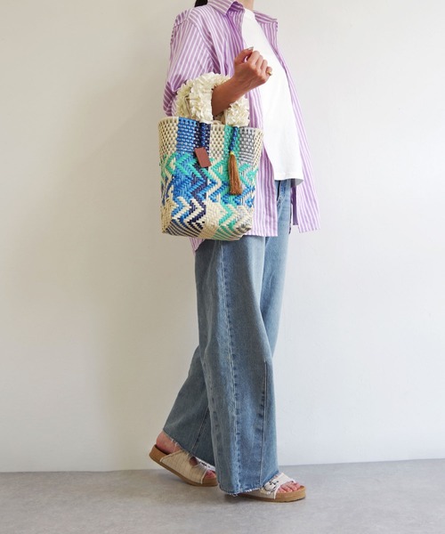 WOVEN(ウーヴン)の「WOVEN (ウーヴン) / メキシコ製 メルカドバッグ × フリルハンドルカバー(かごバッグ・レディース・ブラック系1/ブラック系/ブルー系その他/シルバー系その他/ブラック系その他/ブラック系その他3/ブラック系2/シルバー/シルバー系その他2/ブラック系その他2/ブルー系その他2/ブルー系その他3・FREE)」の14枚目の写真