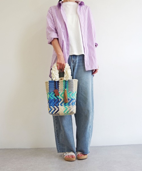 WOVEN(ウーヴン)の「WOVEN (ウーヴン) / メキシコ製 メルカドバッグ × フリルハンドルカバー(かごバッグ・レディース・ブラック系1/ブラック系/ブルー系その他/シルバー系その他/ブラック系その他/ブラック系その他3/ブラック系2/シルバー/シルバー系その他2/ブラック系その他2/ブルー系その他2/ブルー系その他3・FREE)」の15枚目の写真