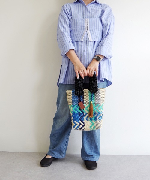 WOVEN(ウーヴン)の「WOVEN (ウーヴン) / メキシコ製 メルカドバッグ × フリルハンドルカバー(かごバッグ・レディース・ブラック系1/ブラック系/ブルー系その他/シルバー系その他/ブラック系その他/ブラック系その他3/ブラック系2/シルバー/シルバー系その他2/ブラック系その他2/ブルー系その他2/ブルー系その他3・FREE)」の21枚目の写真