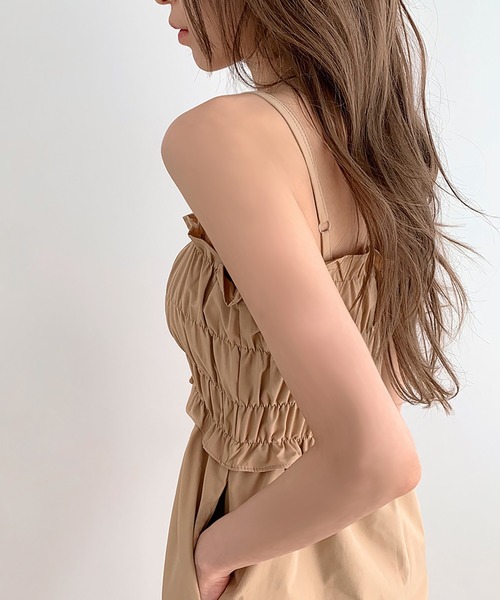 Girly Doll(ガーリードール)の「ショートパンツギャザーサロペット(サロペット/オーバーオール・レディース・ブラック/キャメル・F)」の21枚目の写真