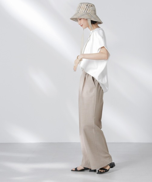 NANO universe（ナノユニバース）の「タックイージーセンタープレスストレートパンツ（その他パンツ・レディース・ブラック/ライム/サンドベージュ・FREE）」の6枚目の写真