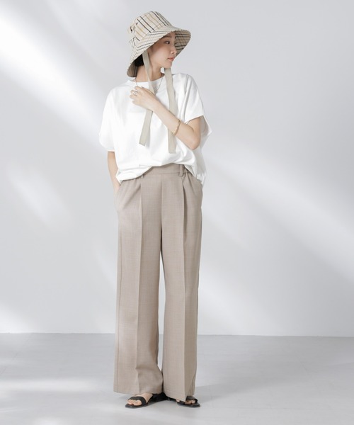 NANO universe（ナノユニバース）の「タックイージーセンタープレスストレートパンツ（その他パンツ・レディース・ブラック/ライム/サンドベージュ・FREE）」の8枚目の写真