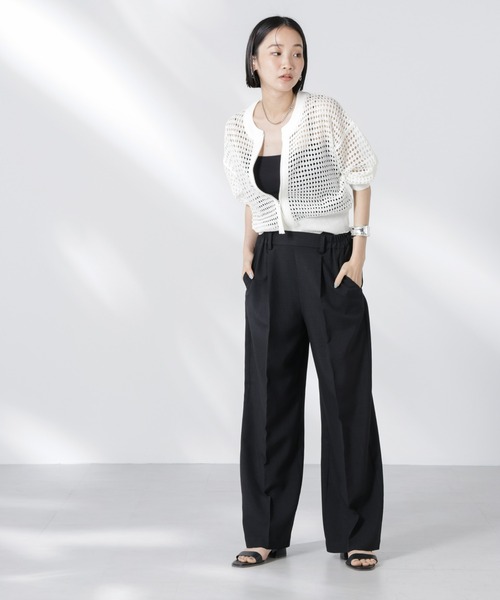 NANO universe（ナノユニバース）の「タックイージーセンタープレスストレートパンツ（その他パンツ・レディース・ブラック/ライム/サンドベージュ・FREE）」の19枚目の写真