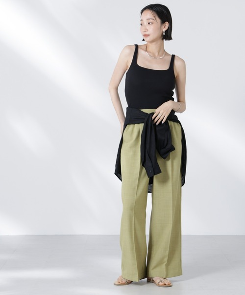 NANO universe（ナノユニバース）の「タックイージーセンタープレスストレートパンツ（その他パンツ・レディース・ブラック/ライム/サンドベージュ・FREE）」の13枚目の写真