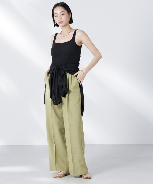 NANO universe（ナノユニバース）の「タックイージーセンタープレスストレートパンツ（その他パンツ・レディース・ブラック/ライム/サンドベージュ・FREE）」の14枚目の写真