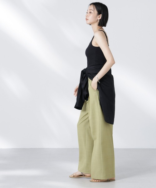 NANO universe（ナノユニバース）の「タックイージーセンタープレスストレートパンツ（その他パンツ・レディース・ブラック/ライム/サンドベージュ・FREE）」の15枚目の写真