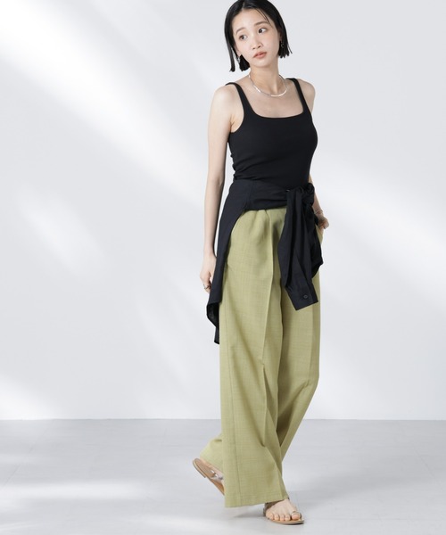 NANO universe（ナノユニバース）の「タックイージーセンタープレスストレートパンツ（その他パンツ・レディース・ブラック/ライム/サンドベージュ・FREE）」の17枚目の写真