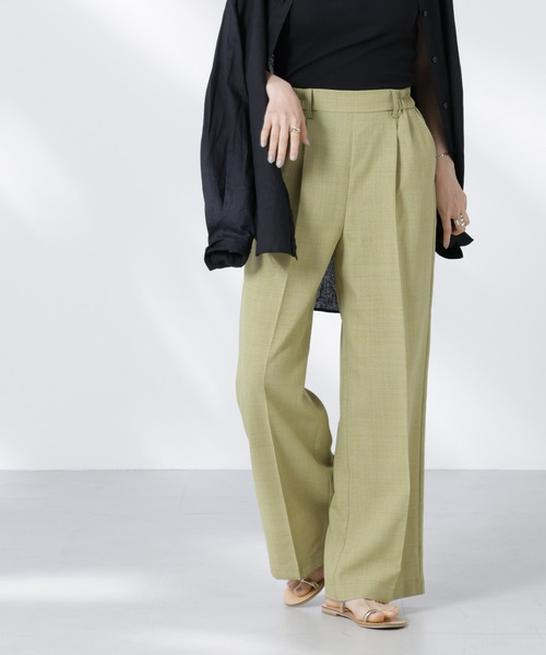 NANO universe（ナノユニバース）の「タックイージーセンタープレスストレートパンツ（その他パンツ・レディース・ブラック/ライム/サンドベージュ・FREE）」の11枚目の写真