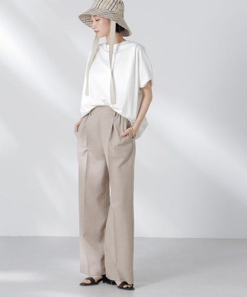 NANO universe（ナノユニバース）の「タックイージーセンタープレスストレートパンツ（その他パンツ・レディース・ブラック/ライム/サンドベージュ・FREE）」の10枚目の写真