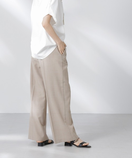 NANO universe（ナノユニバース）の「タックイージーセンタープレスストレートパンツ（その他パンツ・レディース・ブラック/ライム/サンドベージュ・FREE）」の5枚目の写真