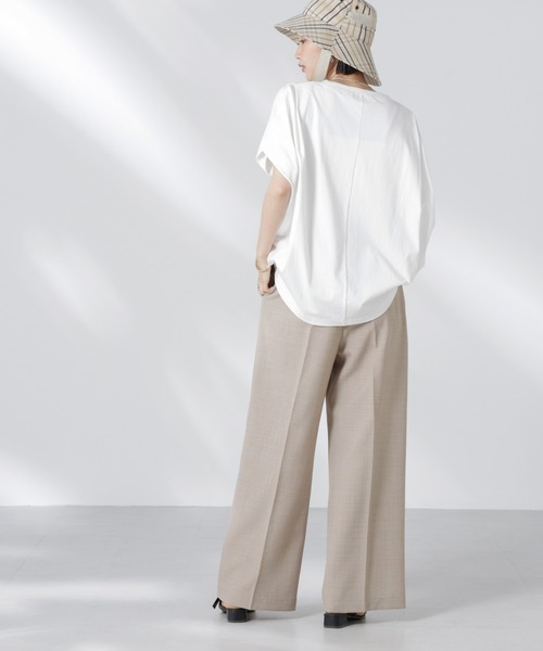 NANO universe（ナノユニバース）の「タックイージーセンタープレスストレートパンツ（その他パンツ・レディース・ブラック/ライム/サンドベージュ・FREE）」の7枚目の写真