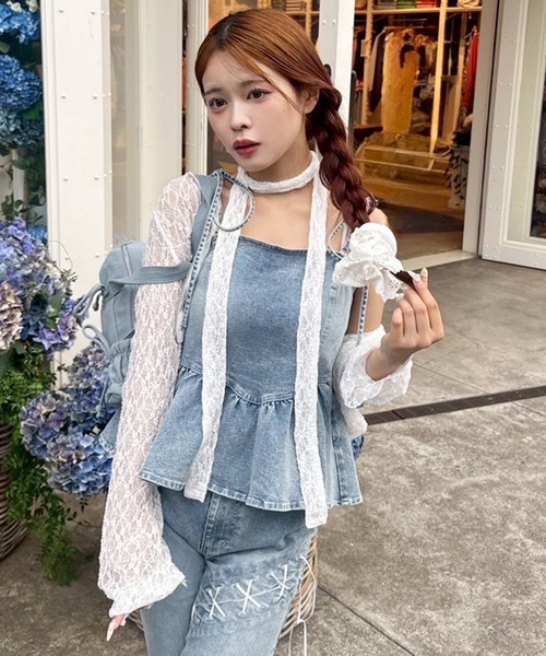 one after another NICE CLAUP（ワンアフターアナザーナイスクラップ）の「【おそろいコレクション】レースアップデニムパンツ（デニムパンツ・レディース・ブルー/ネイビー・SMALL/MEDIUM）」の22枚目の写真