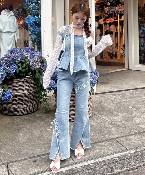 one after another NICECLAUP バックリボンデニムパンツ セール】バックリボンデニムパンツ（デニムパンツ）｜one after