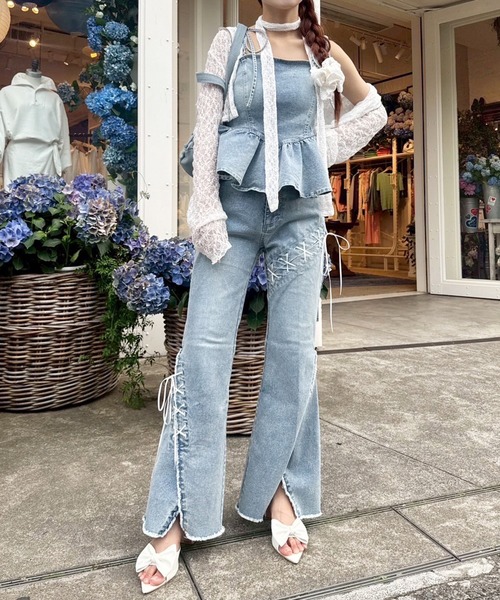 one after another NICE CLAUP（ワンアフターアナザーナイスクラップ）の「【おそろいコレクション】レースアップデニムパンツ（デニムパンツ・レディース・ブルー/ネイビー・SMALL/MEDIUM）」の20枚目の写真