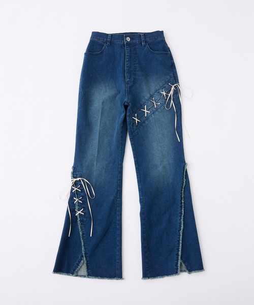 one after another NICE CLAUP（ワンアフターアナザーナイスクラップ）の「【おそろいコレクション】レースアップデニムパンツ（デニムパンツ・レディース・ブルー/ネイビー・SMALL/MEDIUM）」の12枚目の写真