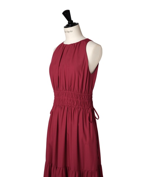 ワンピース Riviera Bow Tiered Long Dress herlipto shell pink / cherry red / black】Riviera Bow Tiered Long Dress
