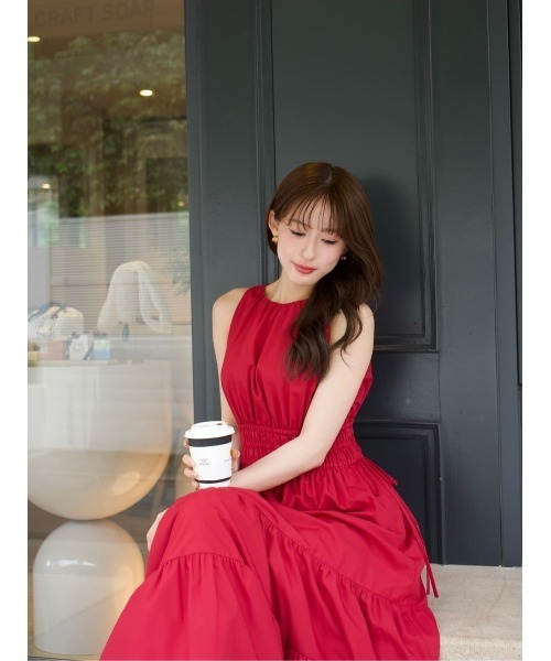 Her lip to(ハーリップトゥー)の「Riviera Bow Tiered Long Dress(ワンピース・レディース・レッド系/ブラック/ブラウン/ピンク系・M/S)」の7枚目の写真