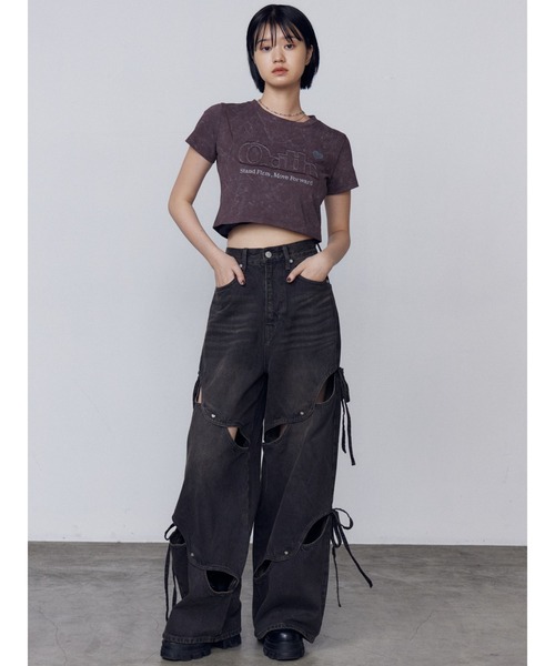 EMODA カットアウトルーズジーンズ S セール】カットアウトルーズジーンズ（デニムパンツ）｜EMODA（エモダ
