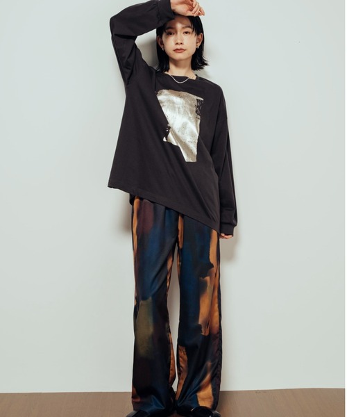 Shelly island(シェリーアイランド)の「箔プリントオーバーロンT(Tシャツ/カットソー・レディース・ホワイト/ブラウン/チャコールグレー・FREE)」の18枚目の写真