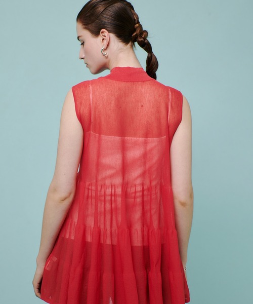 allureville（アルアバイル）の「シアーティアードチュニック（ニット/セーター・レディース・レッド/イエロー/ブラック・2）」の8枚目の写真