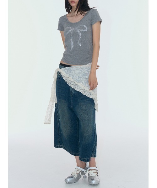 tシャツ A'GEM/9 × .kom 「PLACE STUDIO/プレイススタジオ」 Pure Glitter Ribbon Graphic Sho A'GEM/9 × .kom 『PLACE STUDIO/プレイススタジオ』 Pure