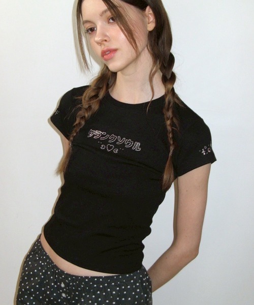 tシャツ 「CRANK」LETTERING HOTFIX TOP レディース CRANK】LETTERING HOTFIX TOP（Tシャツ/カットソー）｜CRANK