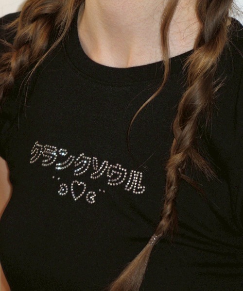 CRANK レタリングホットフィックストップ ホワイト tシャツ CRANK/クランク LETTERING HOTFIX TOP（Tシャツ／カットソー