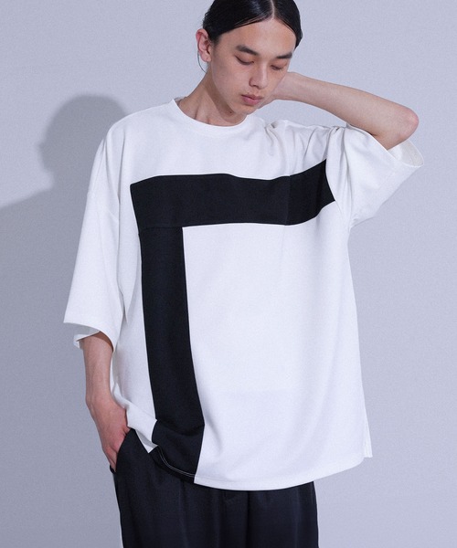 MDR(エムディアール)の「ポンチ配色切替ビッグTシャツ(Tシャツ/カットソー・メンズ・ブラック/オフホワイト・L/M)」の4枚目の写真