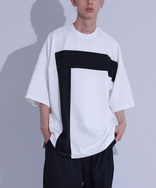 MDR(エムディアール)の「ポンチ配色切替ビッグTシャツ(Tシャツ/カットソー・メンズ・ブラック/オフホワイト・L/M)」の3枚目の写真