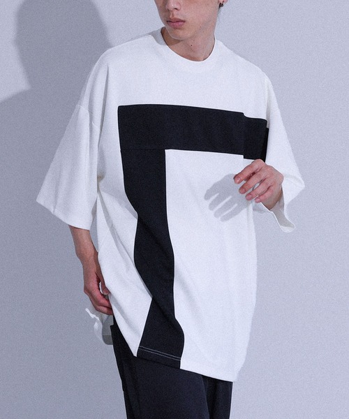 MDR(エムディアール)の「ポンチ配色切替ビッグTシャツ(Tシャツ/カットソー・メンズ・ブラック/オフホワイト・L/M)」の5枚目の写真