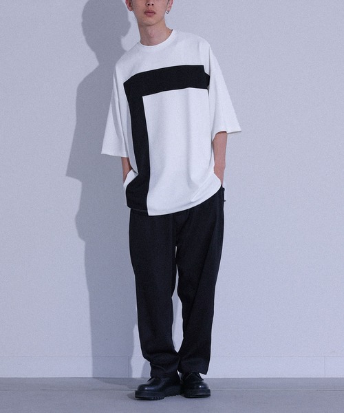 MDR(エムディアール)の「ポンチ配色切替ビッグTシャツ(Tシャツ/カットソー・メンズ・ブラック/オフホワイト・L/M)」の6枚目の写真