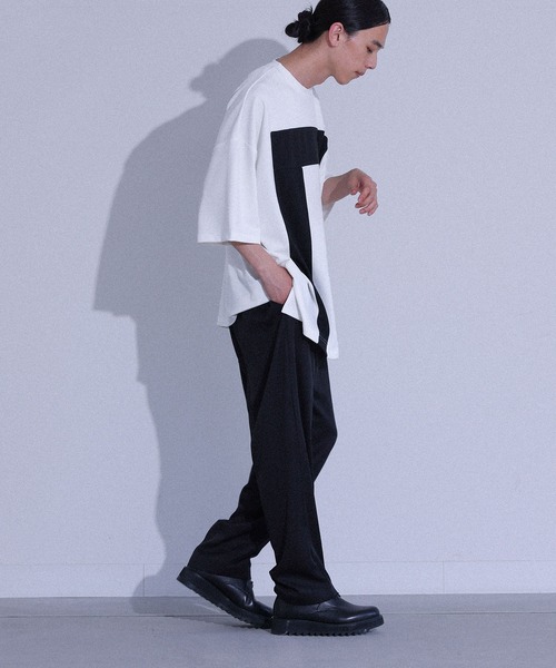 MDR(エムディアール)の「ポンチ配色切替ビッグTシャツ(Tシャツ/カットソー・メンズ・ブラック/オフホワイト・L/M)」の7枚目の写真