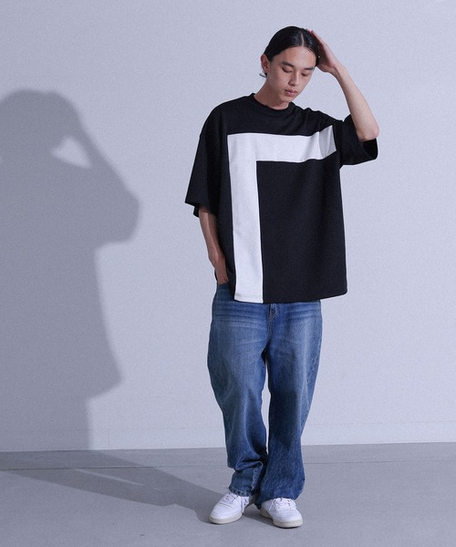MDR(エムディアール)の「ポンチ配色切替ビッグTシャツ(Tシャツ/カットソー・メンズ・ブラック/オフホワイト・L/M)」の17枚目の写真